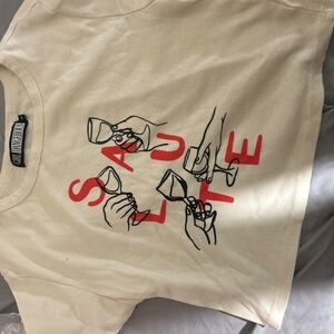 Girl Dangerous Graphic Tee  'Salute' Small Ivory/Red/Black